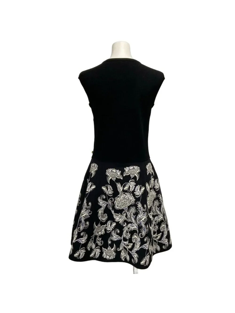 Louis Vuitton Dress Dlq Black White Navy Crew Neck Sleeveless Knee-length M